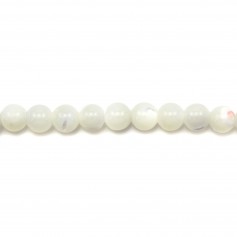 Weißes Perlmutt in Kugelform auf Draht 3mm x 40cm