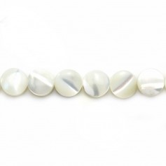 White mother-of-pearl flat round 6mm x 6pcs