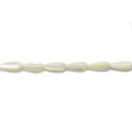 White mother-of-pearl teardrop beads 6x12mm x 12 pcs