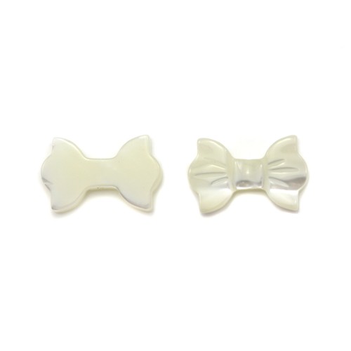 White mother-of-pearl bow tie 9x14mm x 1pc 