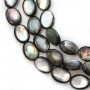 Gray mother-of-pearl bulged oval beads on thread 15x20mm x 40cm