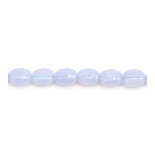 Blue chalcedony flat faceted round 8mm x 40cm