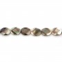 Gray mother-of-pearl faceted oval beads on thread 12x16mm x 40cm