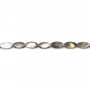 Gray mother-of-pearl faceted oval beads 8x16mm x 4 pcs