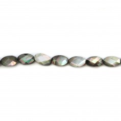 Oval faceted grey mother-of-pearl 6x10mm x 2pcs