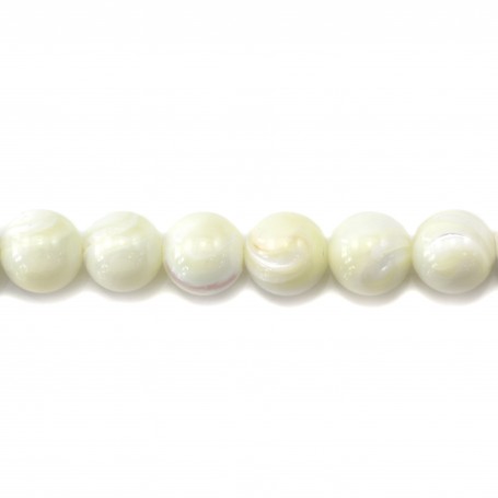 White mother-of-pearl round beads 12mm x 2pcs 