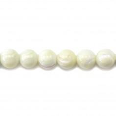 White mother of pearl ball bead strand 12mm x 40cm