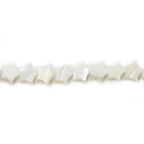 White mother-of-pearl star beads 8mm x 4pcs