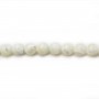White mother-of-pearl round beads on thread 8mm x 40cm