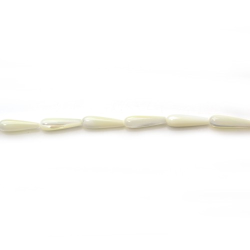 Goccia di madreperla bianca su filo 6x20mm x 39cm