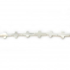 White mother of pearl cross 8x13mm x 40cm