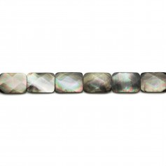 Grey mother of pearl faceted rectangle bead strand 18x25mm x 40cm