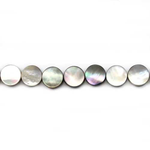 Gray mother-of-pearl flat round beads 10mm x 20 pcs