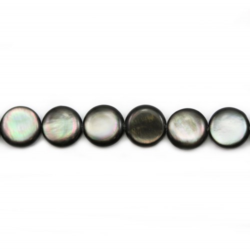 Gray mother-of-pearl bulged round beads 13mm x 4pcs