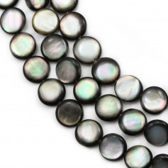 Grey domed mother-of-pearl bead strand 12mm x 40cm
