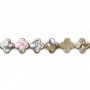 Abalone mother-of-pearl clover beads on thread 13mm x 40cm