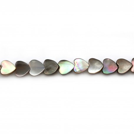 Gray mother-of-pearl heart beads on thread 4mm x 40cm