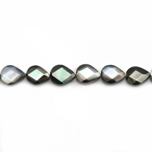 Gray shell with Faceted Flatted Teardrop 7*9mm X 6 pcs