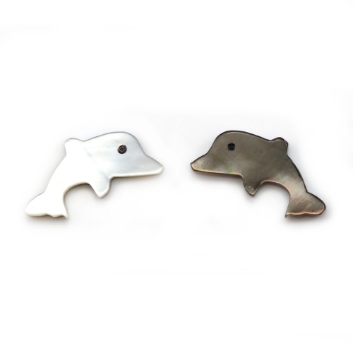 Gray mother-of-pearl dolphin 8x15mm x 2pcs