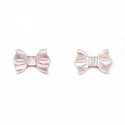 Pink mother of pearl bow tie 9x14mm x 40cm(16pcs)