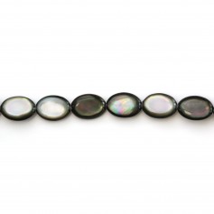 Grey mother-of-pearl oval bead strand 12x16mm x 39cm