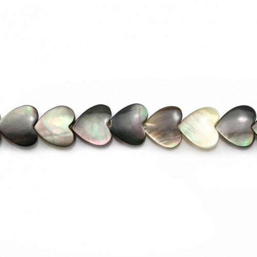 Grey mother of pearl heart shape bead strand 6mm x 40cm