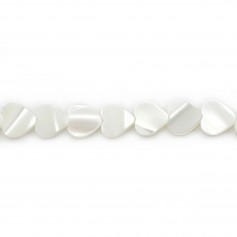 White mother of pearl heart shape bead strand 8mm x 40cm