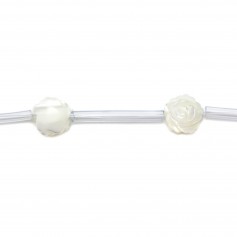 White mother of pearl rose bead strand 8mm x 40cm (15pcs)