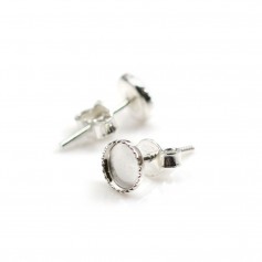 Ear studs in 925 silver, with a round support for 4mm cabochon x 2pcs
