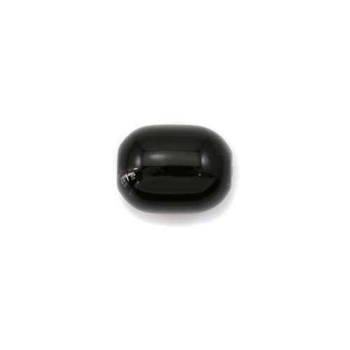 Agate in black color, in the shape of a barrel, 10 * 14mm x 1pc