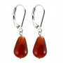 Earrings : red agate & dormeuse silver 925 x 2pcs 