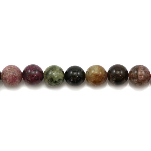 Tourmaline round beads on thread 8mm x 40cm
