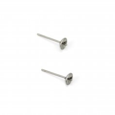 Pin d'oreille for half drillede bead cap 4mm 304 Stainless Steel x 10pcs