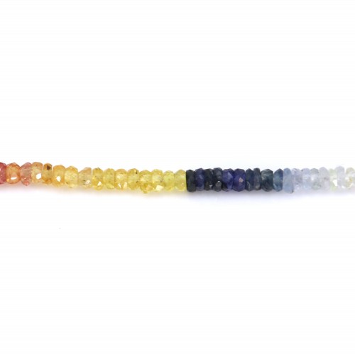 Hishi redondo de safira multicolor multifacetado 4-5mm x 39cm