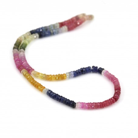 Multicolor sapphire roundel heishi faceted 4-5mm x 39cm