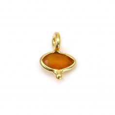 Carnelian eye charm faceted set in 925 silver gilded with fine gold 7*9mm x 1pc