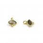 Faceted Labradorite eye charm set in 925 sterling silver and gold 7*9mm x 1pc