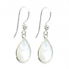 Silver earring 925 Gemstone of Moon drop x 2pcs