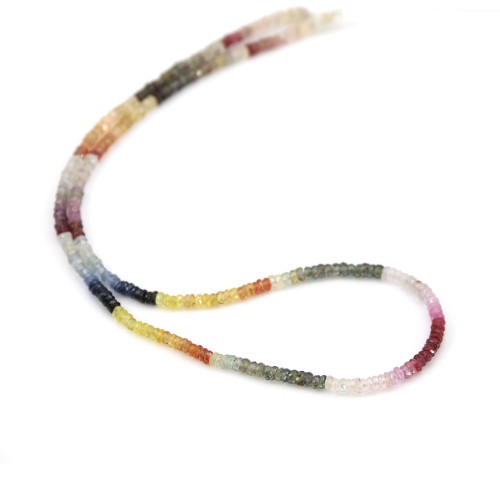 Multicolor faceted sapphire roundel 3-3.5mm x 40cm