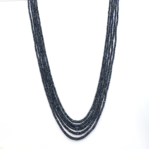5-reihige Halskette Saphir rondelle facette 3-4mm