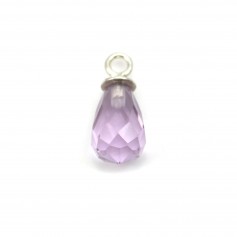 Pendant half-drilled in clear amethyste 6x9mm x 1pc