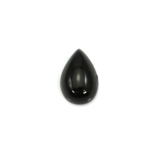 Schwarzer Achat-Cabochon, tropfenförmig 6x9mm x 4pcs