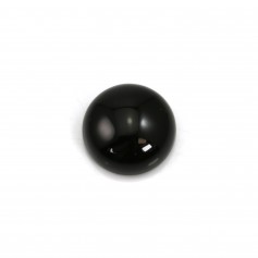Black agate cabochon, in round shape 12mm x 2pcs