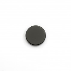 Cabochon agate noire, rond plat 16mm x 1pc