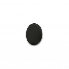 Black agate cabochon, in oval and flat shape, 18x25mm x 2pcs