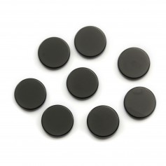Black agate cabochon, in round and flat shape, 12mm x 1pc