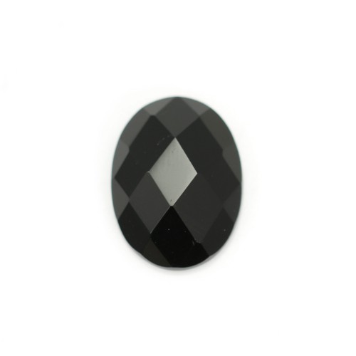 Cabochon onyx faceted oval 13x18mm x 1pc