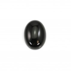 Black agate cabochon, oval 18x25mm x 2pcs