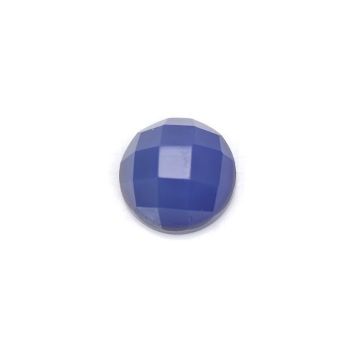 Cabochon tinted agate faceted round 6mm x 1pc