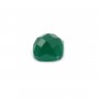 Cabochon green agate faceted square 6mm x 1pc